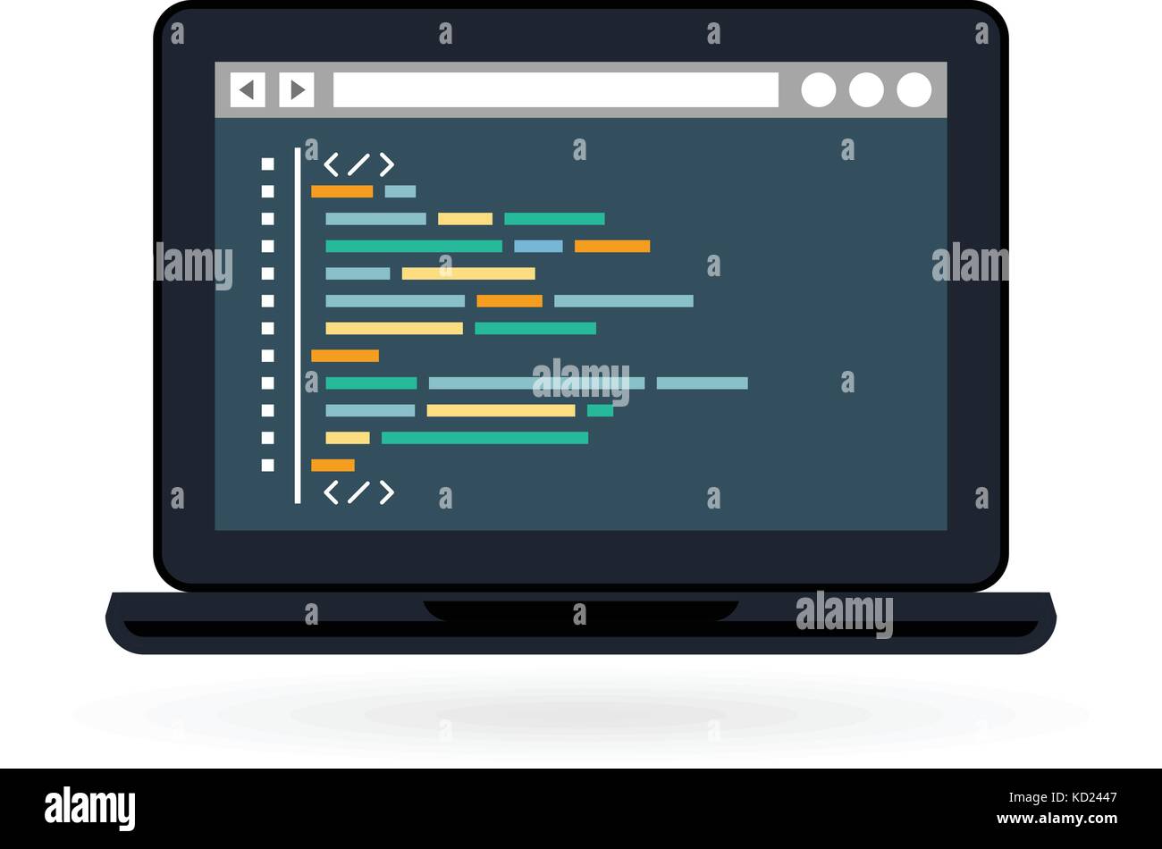 Programmierung und Kodierung der icon-Web site Entwicklung auf dem Laptop Bildschirm Stock Vektor