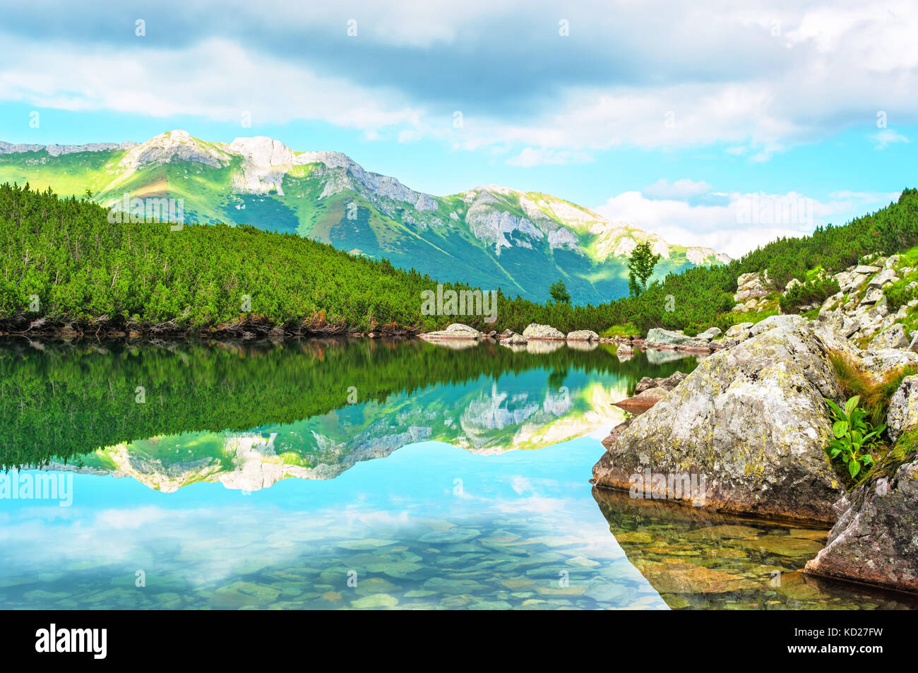 Mountain Lake (Čierne pleso) in der Hohen Tatra, Slowakei Stockfoto