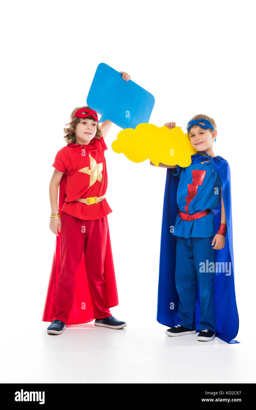 Superhelden mit leeren Sprechblasen Stockfoto Superhelden mit leeren Sprechblasen Stockfoto
