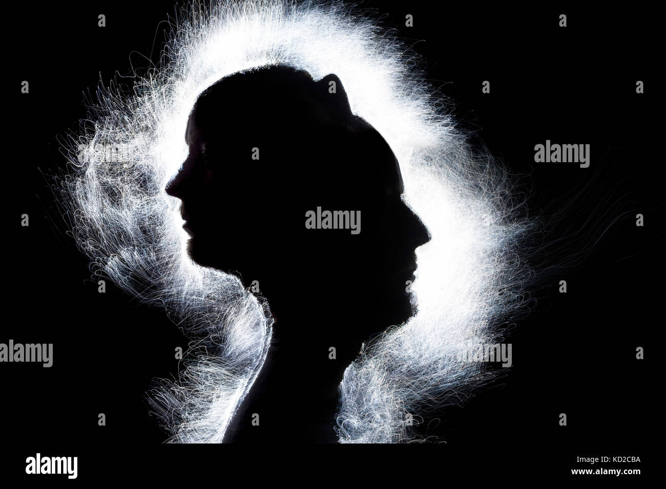 Abstrakte Licht Portrait auf Schwarz Stockfoto