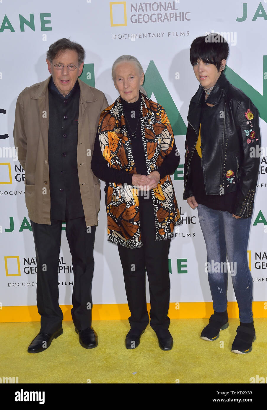 Hollwood, Ca. Okt. 2017. Philip Glass, Primatologin Dr. Jane Goodall, Diane Warren, Bei Premiere Von National Geographic Documentary Films "Jane" Auf dem Hollywood Bowl In Kalifornien am 09. Oktober 2017. Kredit: Faye S/Media Punch/Alamy Live News Stockfoto