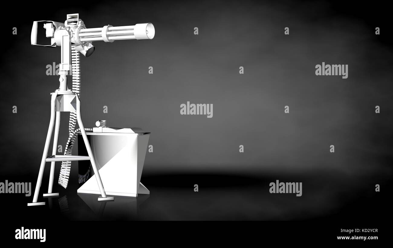 3D-Rendering von einer weißen reflektierenden shootgun auf einem dunklen Hintergrund Stockfoto