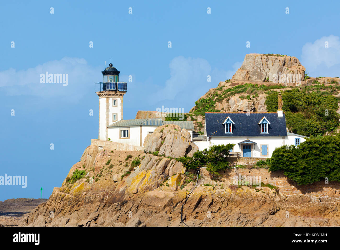 Phare de l'île Louët, Leuchtturm in der Bucht von Morlaix bei Carantec Stockfoto