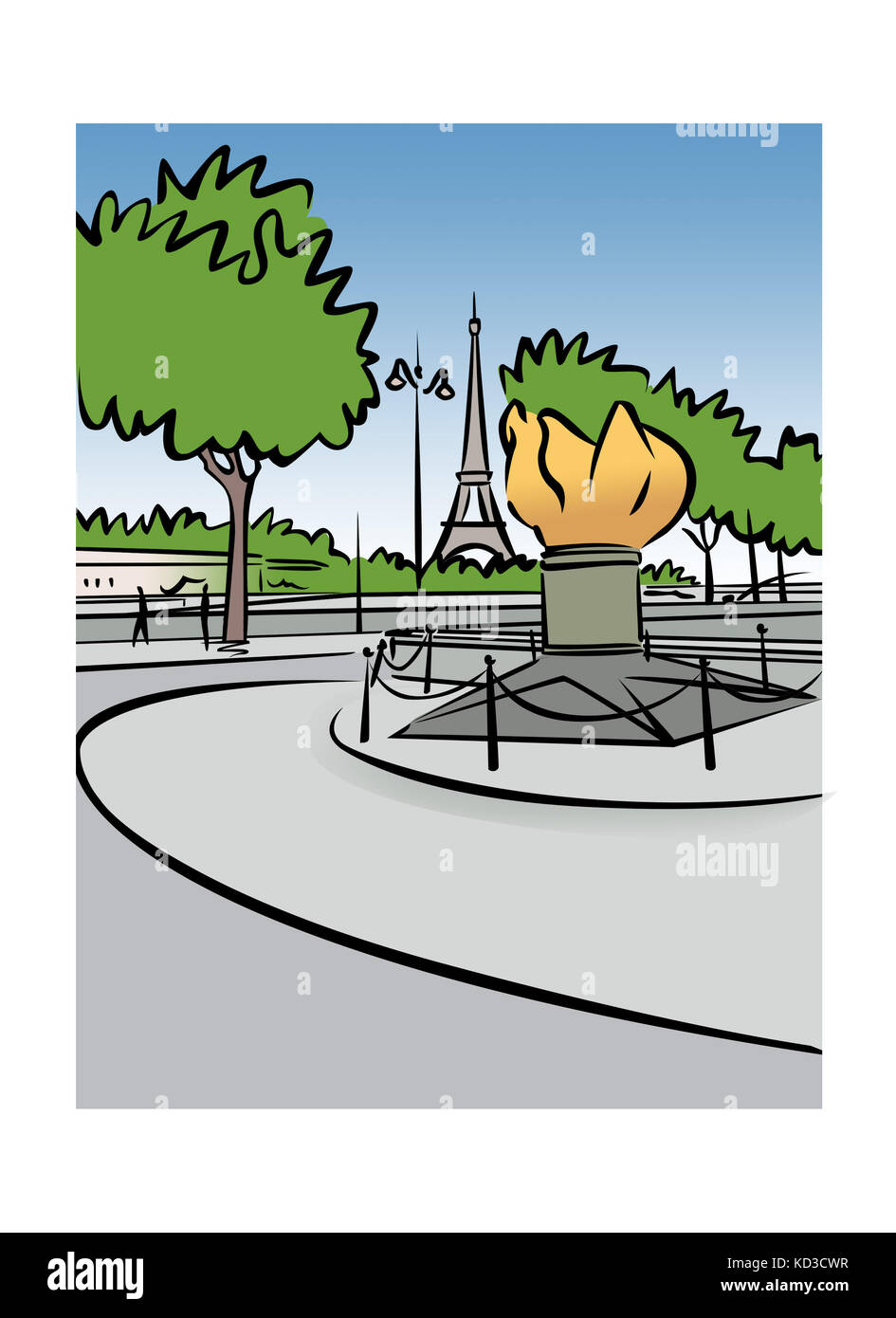 Illustration der Flamme der Freiheit in Paris, Frankreich Stockfoto