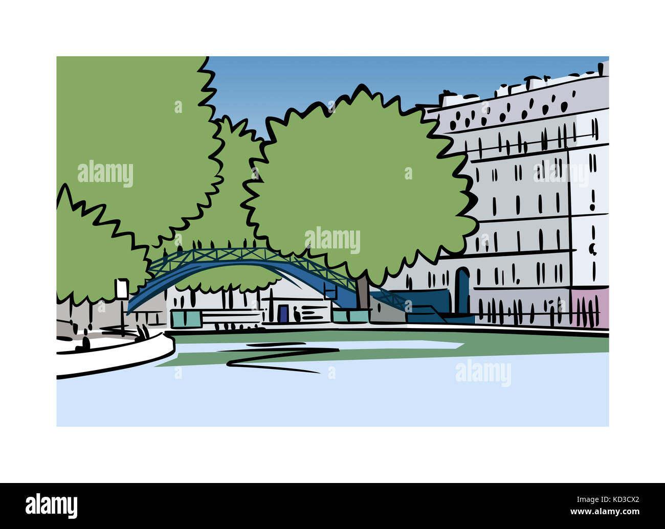Abbildung: Canal Saint-martin in Paris, Frankreich Stockfoto