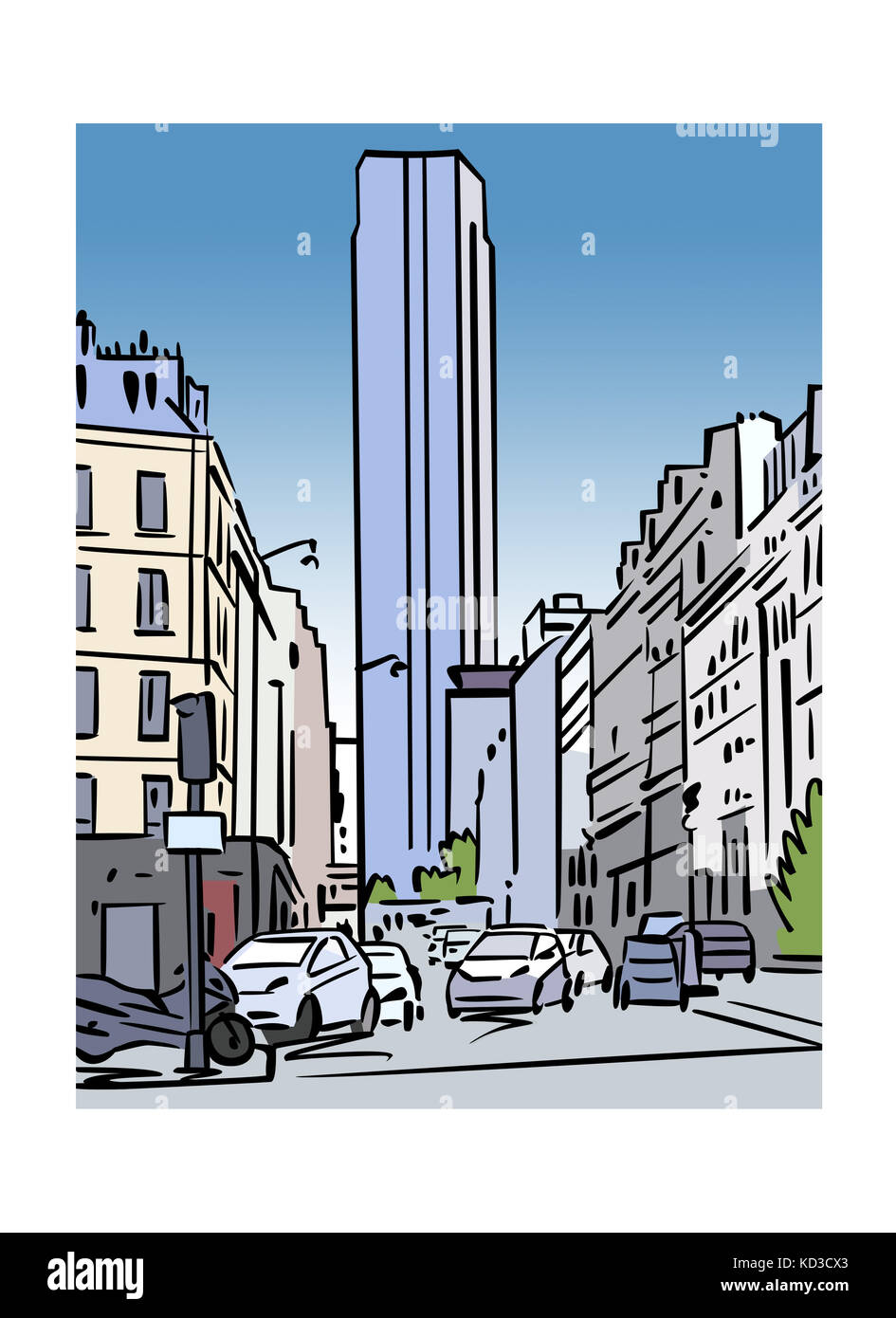 Illustration der Tour Montparnasse in Paris, Frankreich Stockfoto
