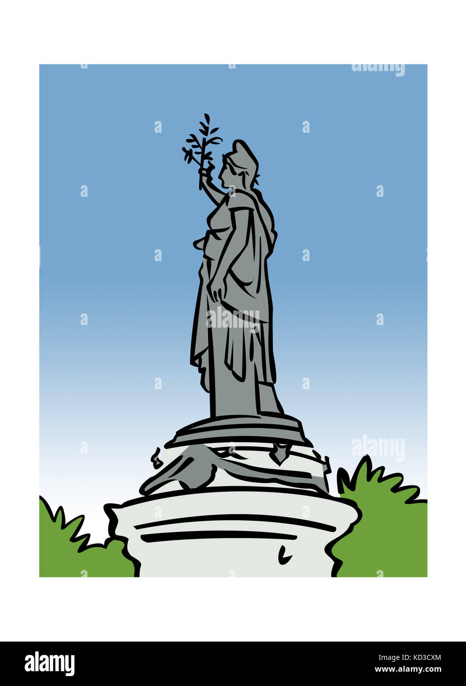 Abbildung des Denkmals am Place de la RŽpublique in Paris, Frankreich Stockfoto