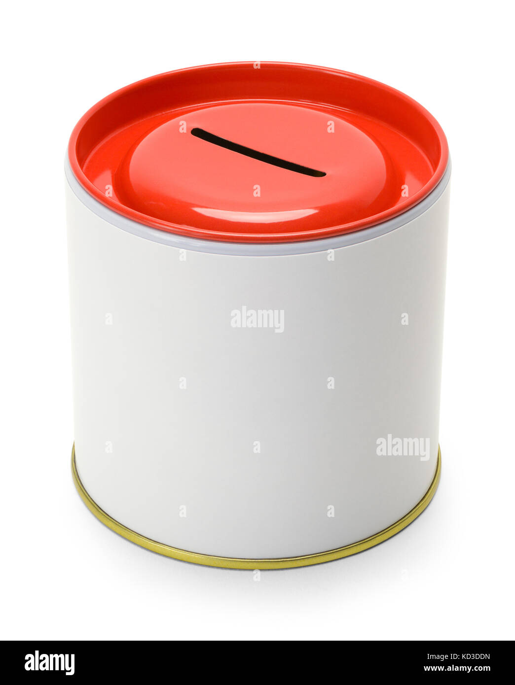 Kleine Spende kann auf einem weißen Hintergrund. Stockfoto