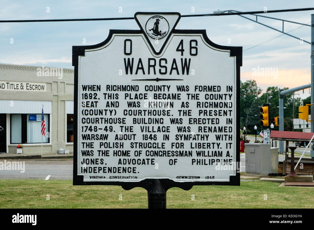 Richmond County Courthouse, Warschau, Virginia Stockfoto