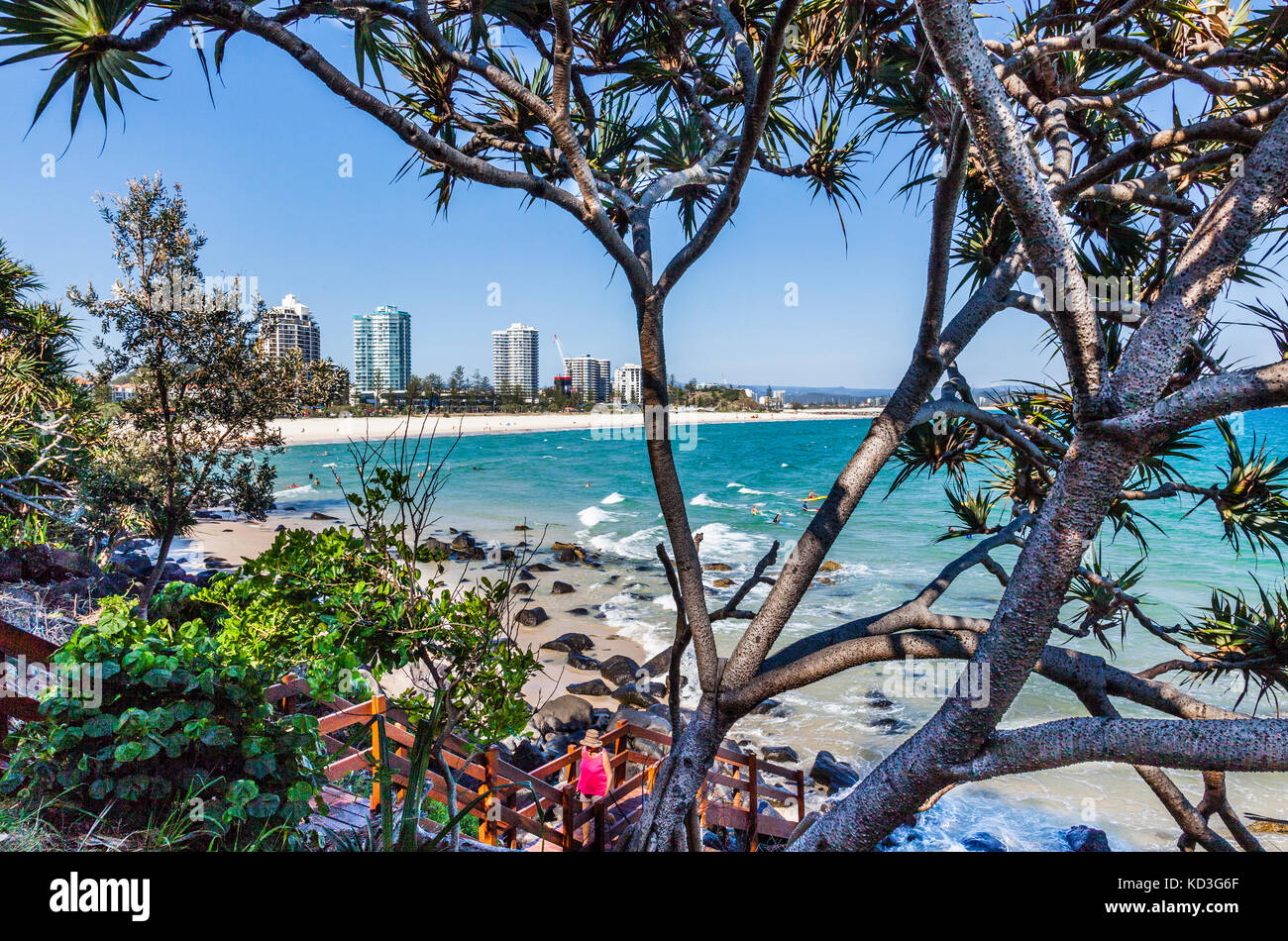 Australien, Queensland, Coolangatta, Ansicht von Coolangatta Beach aus dem Greenmount Punkt Vorgewende Stockfoto
