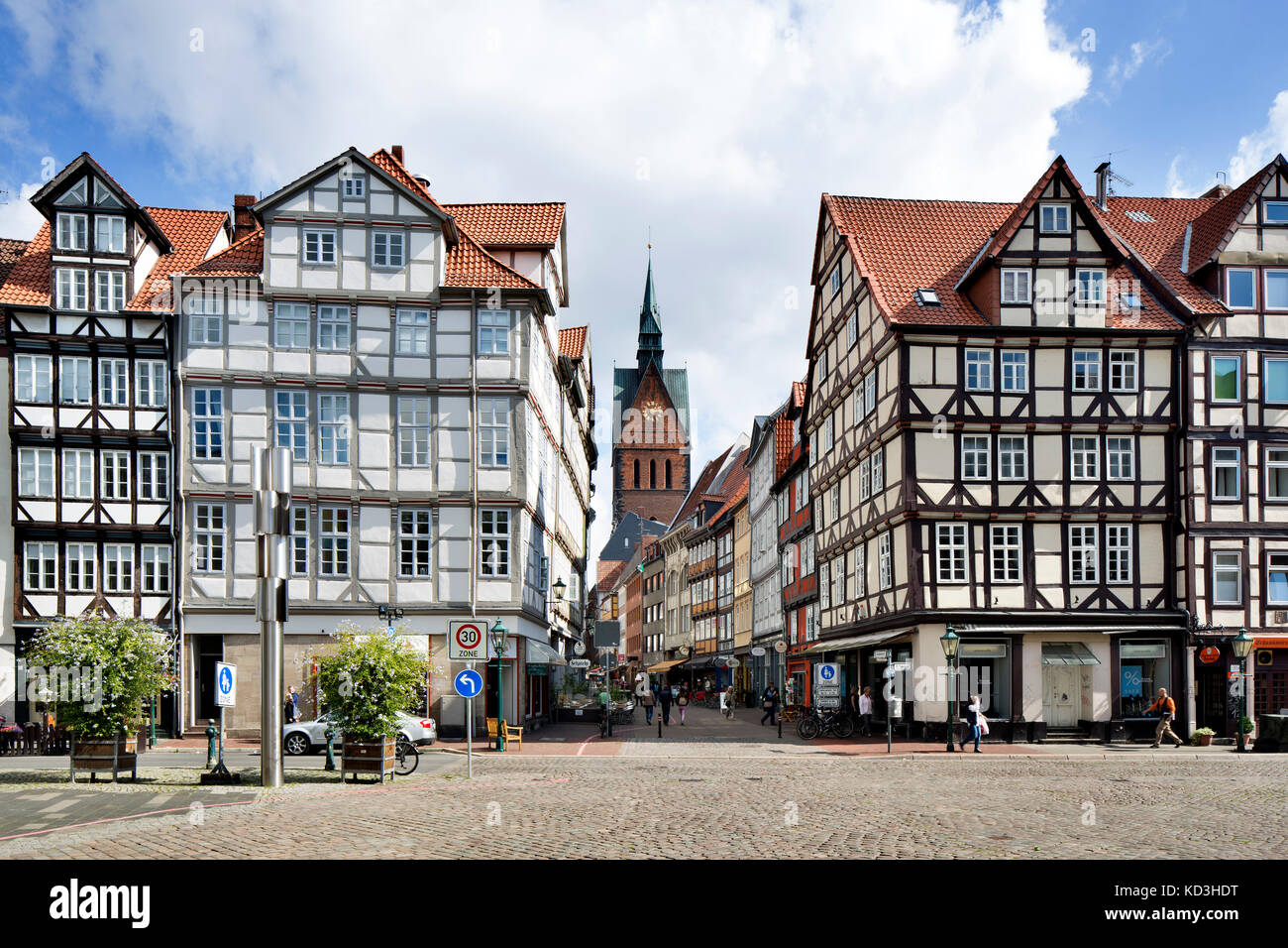 Fachwerkhäuser am Holzmarkt in der Altstadt, Hannover, Niedersachsen, Deutschland Stockfoto