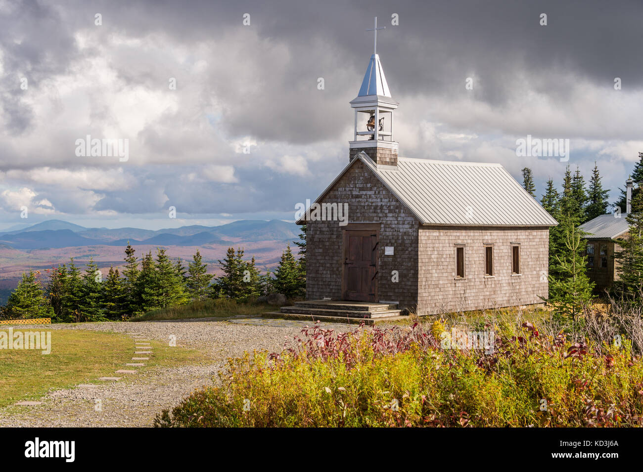 Kapelle auf dem Gipfel des Mont Saint-Joseph, im Mont Megantic Park, östliche Townships, Provinz Quebec, Kanada Stockfoto