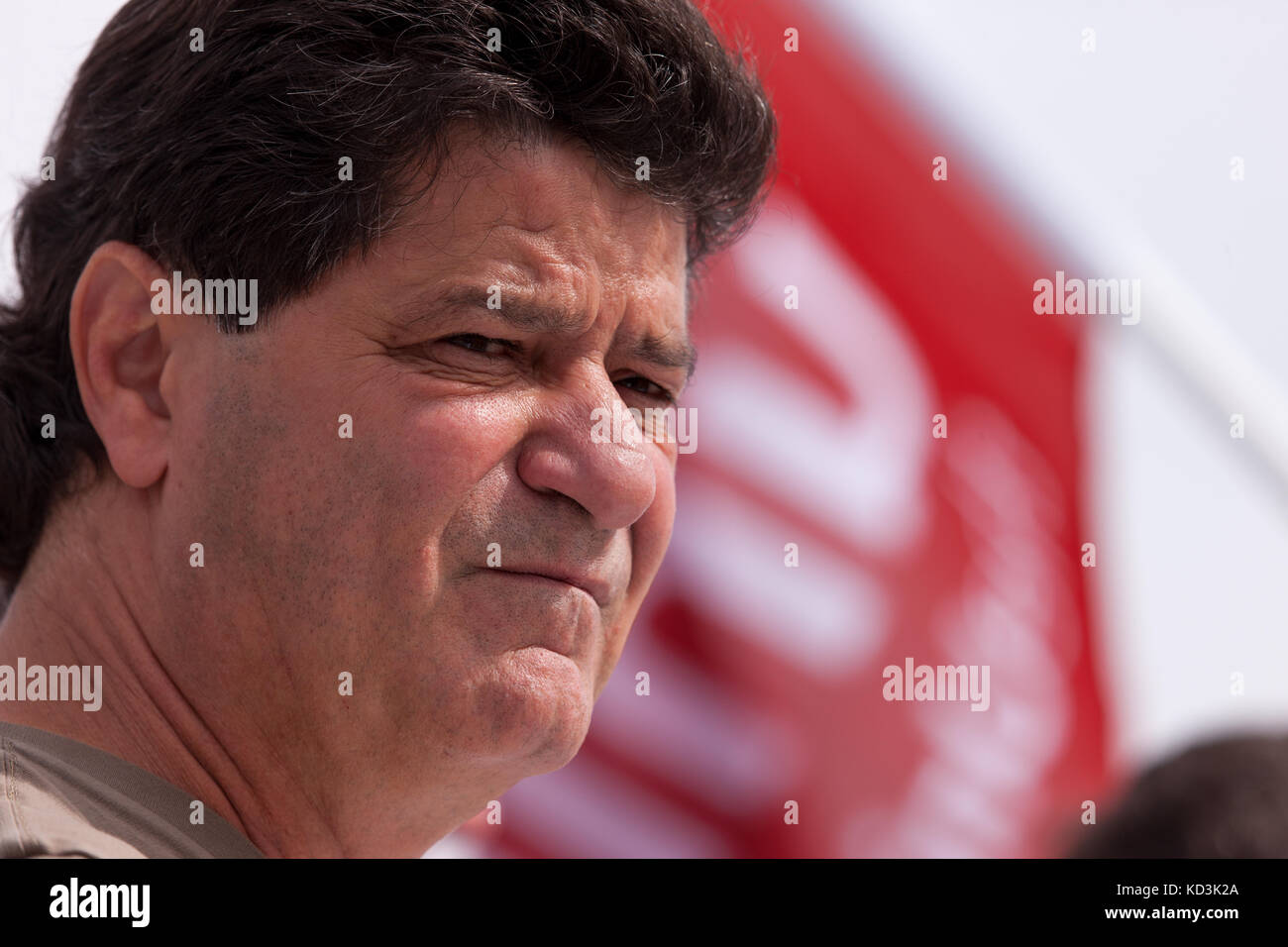 Jerry Dias, Unifor Union Präsident wird dargestellt auf einer Solidarität Rallye in Ingersoll auf Okt, 6, 2017. Stockfoto