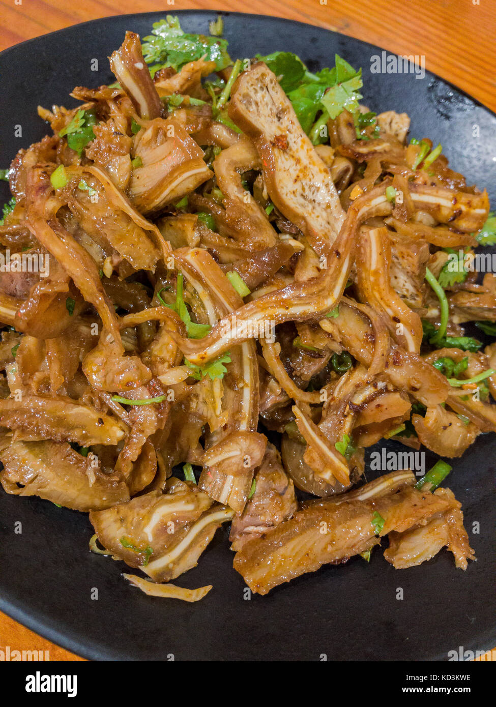 Köstliche taiwanesischen Stil geschmorte cowhells, Brötchen, getrockneten Tofu, aßen in Los Angeles, Kalifornien, USA Stockfoto