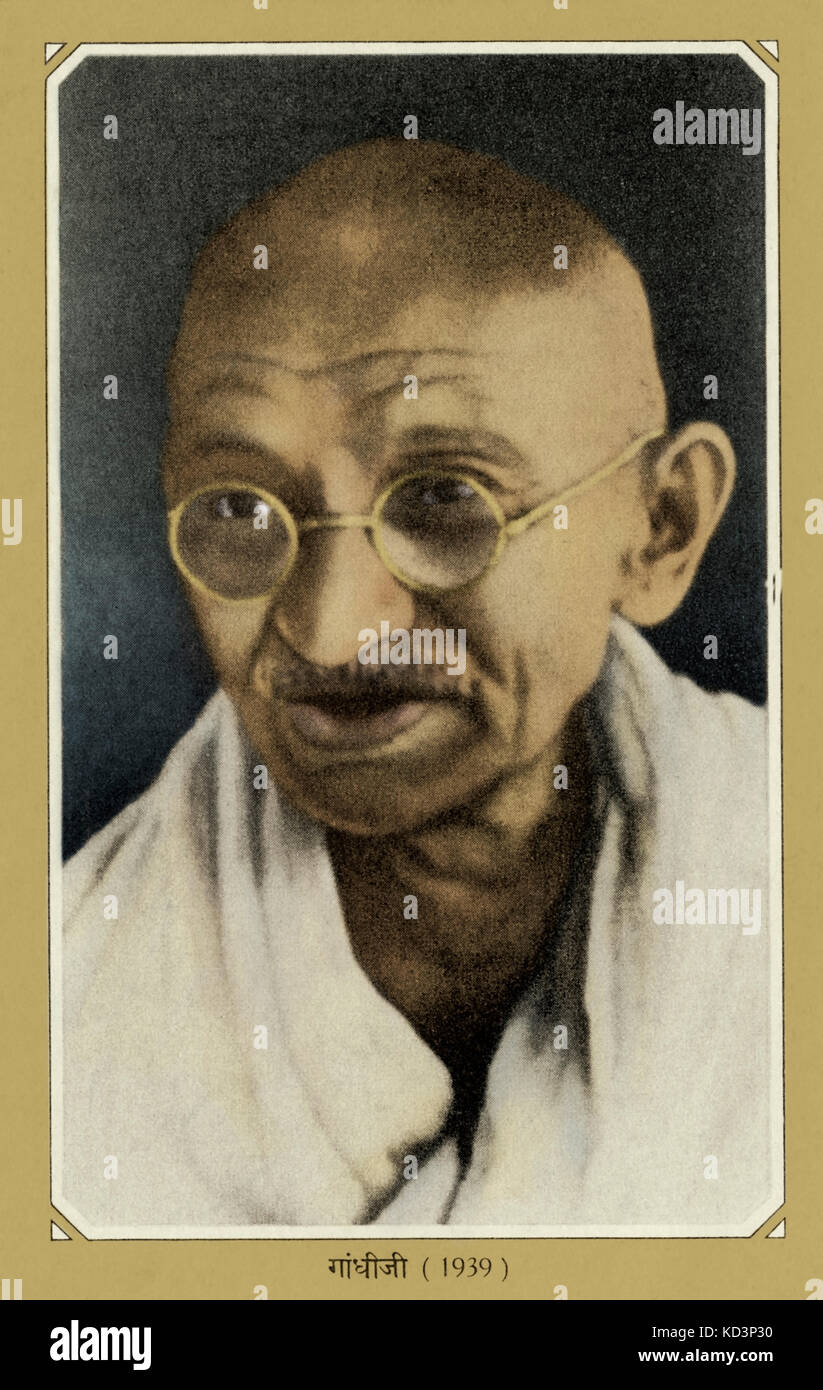 Mahatma Gandhi (1869-1948). Gandhi leitete die Kampagne für Swaraj (oder "Home-Rule") von 1921, als er die Führung des Indischen Nationalkongresses übernahm, bis zu seinem Tod 1948. Stockfoto