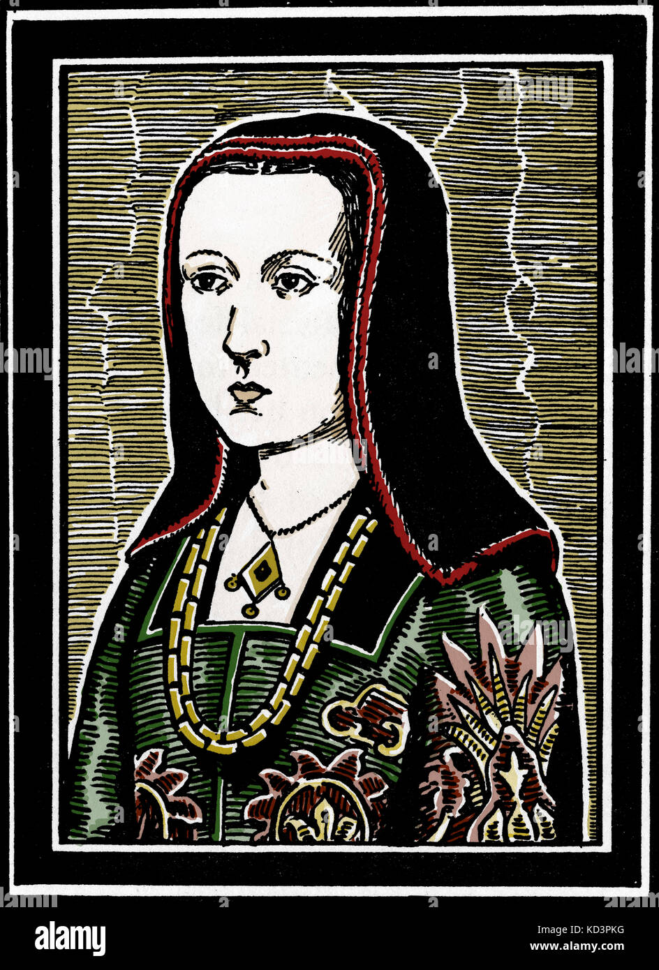 Erzduchess Margaret von Österreich / Herzogin von Savoyen (1480 - 1530). Tochter des Heiligen römischen Kaiser Maximilian I. (1459 - 1519) und Ehefrau des Fürsten Johannes von Asturien (1478 - 1497) und des Herzog von Savoyen, Philibert II (1480 - 1504). Nach dem Original von Herbert Norris Künstler starb 1950 - kann eine Urheberrechtsfreigabe erforderlich sein Stockfoto