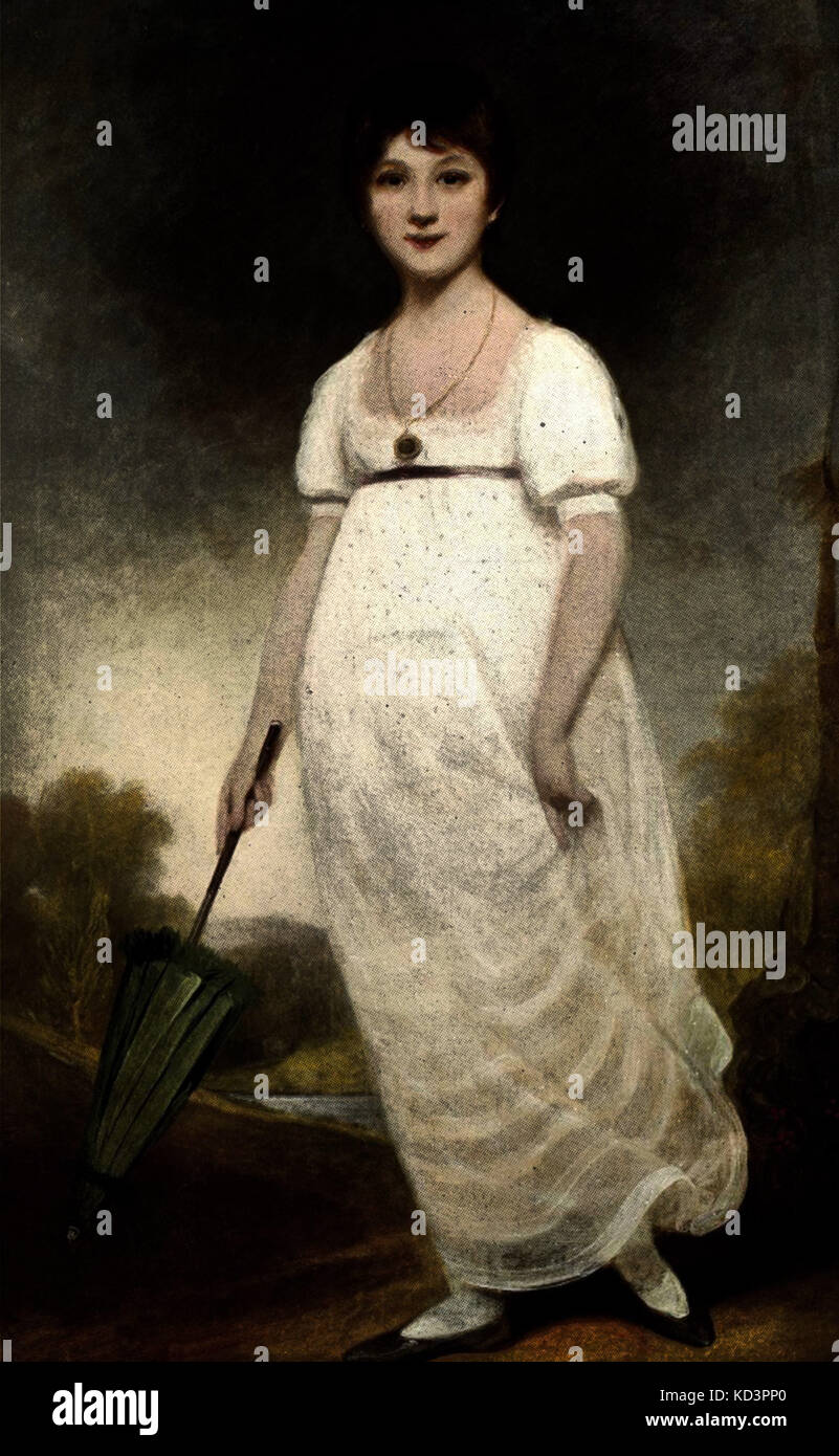 Jane Austen - Porträt der englischen Romanautorin als junge Frau, nach dem Gemälde von Johann Zoffany. Dezember 1775 - 18. Juli 1817. Stockfoto