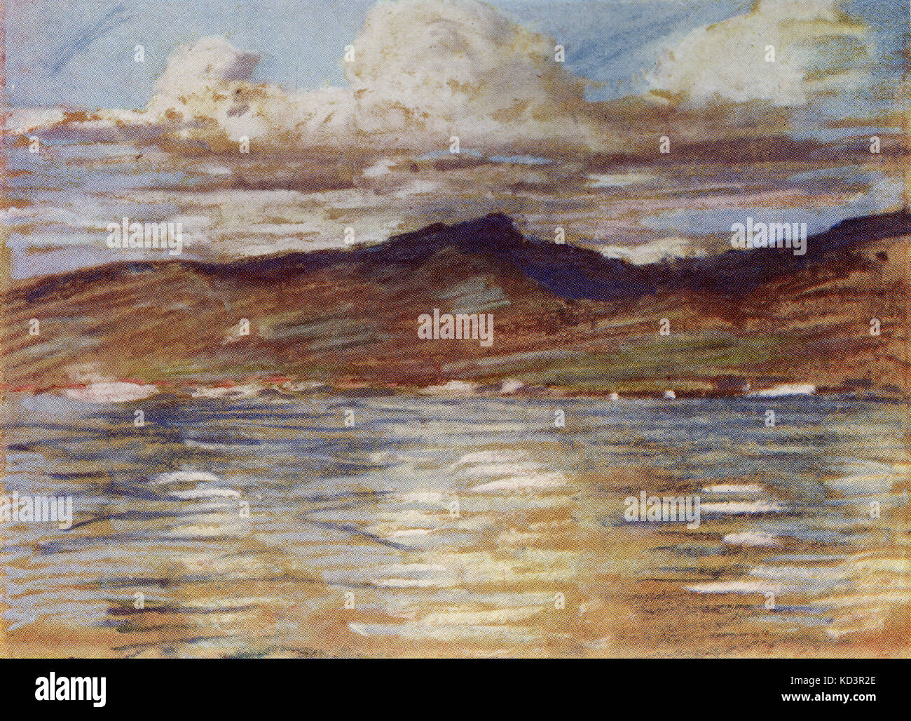 Reise zum Heiligen Land um den Jahr 1910 von Harold Copping. Bildunterschrift lautet:'auf der Reise raus - Blick auf Smyrna vom Mittelmeer. Stockfoto