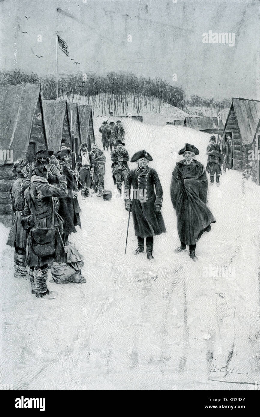 George Washington und Baron von Steuben in Valley Forge, 278. Amerikanische Revolution. Illustration von Howard Pyle, 1896 Stockfoto