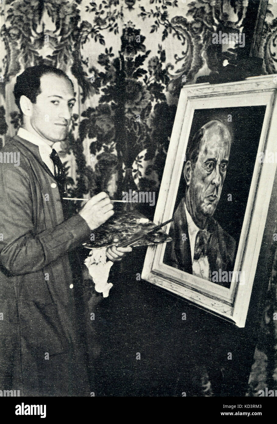 GERSHWIN, George - Malerei ein Portrait von Arnold Schönberg (Dezember 1936). Amerikanische Komponist & Pianist (1700-1940) Stockfoto