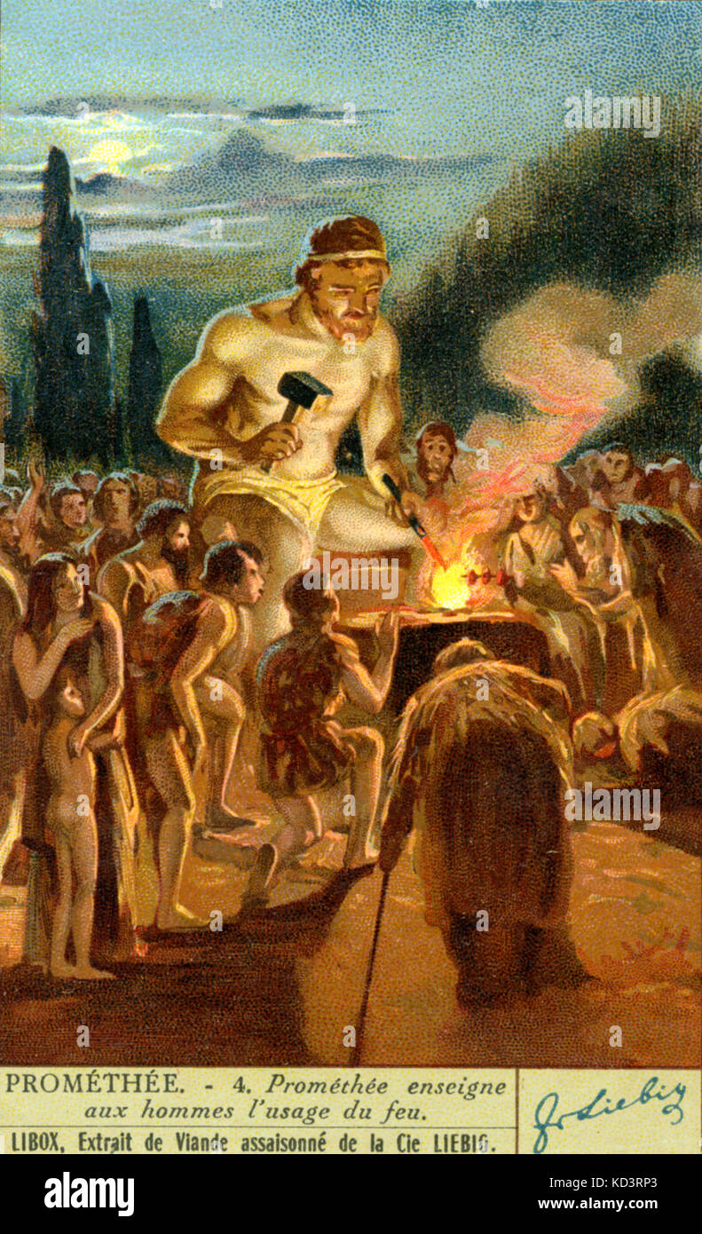 Prometheus Promethee 6 Prometheus Lehrt Den Menschen Wie Feuer Zu Benutzen Werbung Fur Libox Produits Liebig Beethoven Stockfotografie Alamy