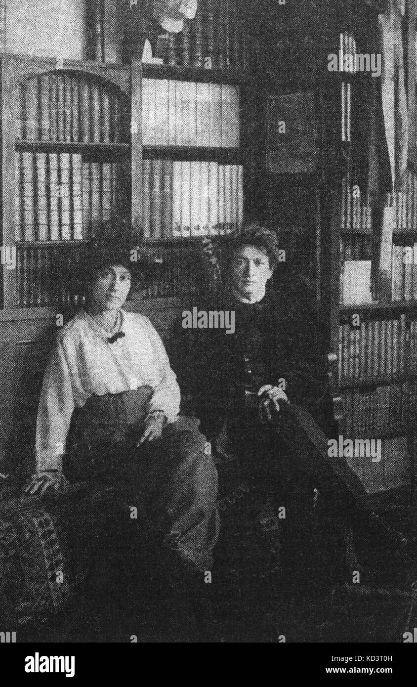 Ferruccio Busoni - Italienisch/deutsche Pianist und Komponist mit Frau in der Bibliothek. 1. April 1866 - vom 27. Juli 1924. Stockfoto