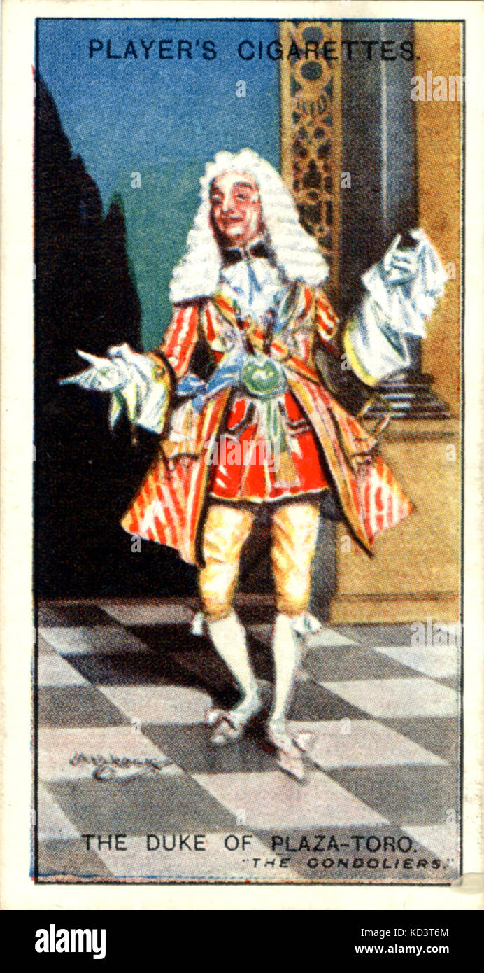 GILBERT und Sullivan - Die GONDOLIERI der Herzog von Plaza-Toro. Im Jahr 1889 produziert. Spieler Zigarette Karten. Stockfoto