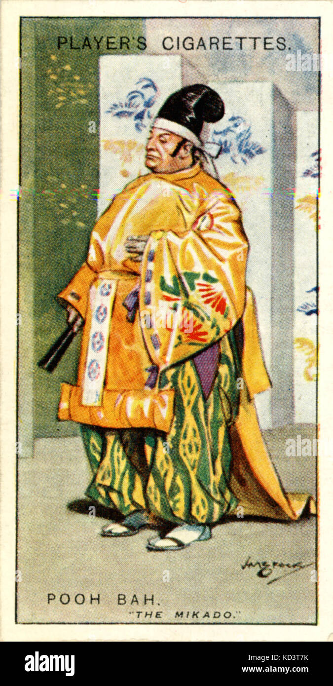 GILBERT und Sullivan - DER MIKADO pfui Bah. Im Jahr 1885 produziert. Spieler Zigarette Karten. Stockfoto