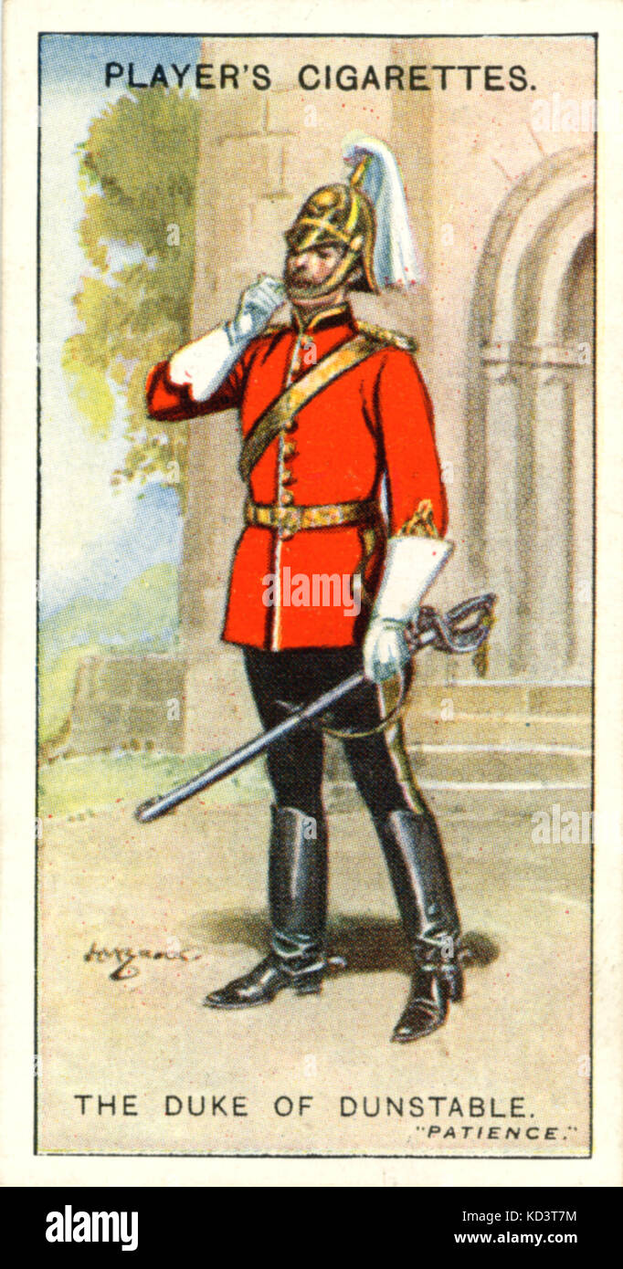 GILBERT und Sullivan - Geduld der Herzog von Dunstable. Im Jahr 1881 produziert. Spieler Zigarette Karten. Stockfoto