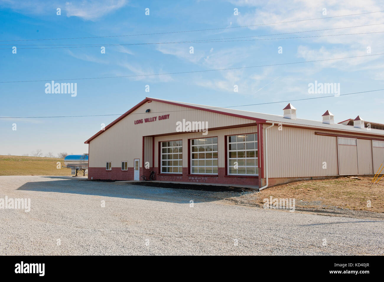 Long Valley Molkerei Melkstand Exterieur, Pennsylvania Stockfoto