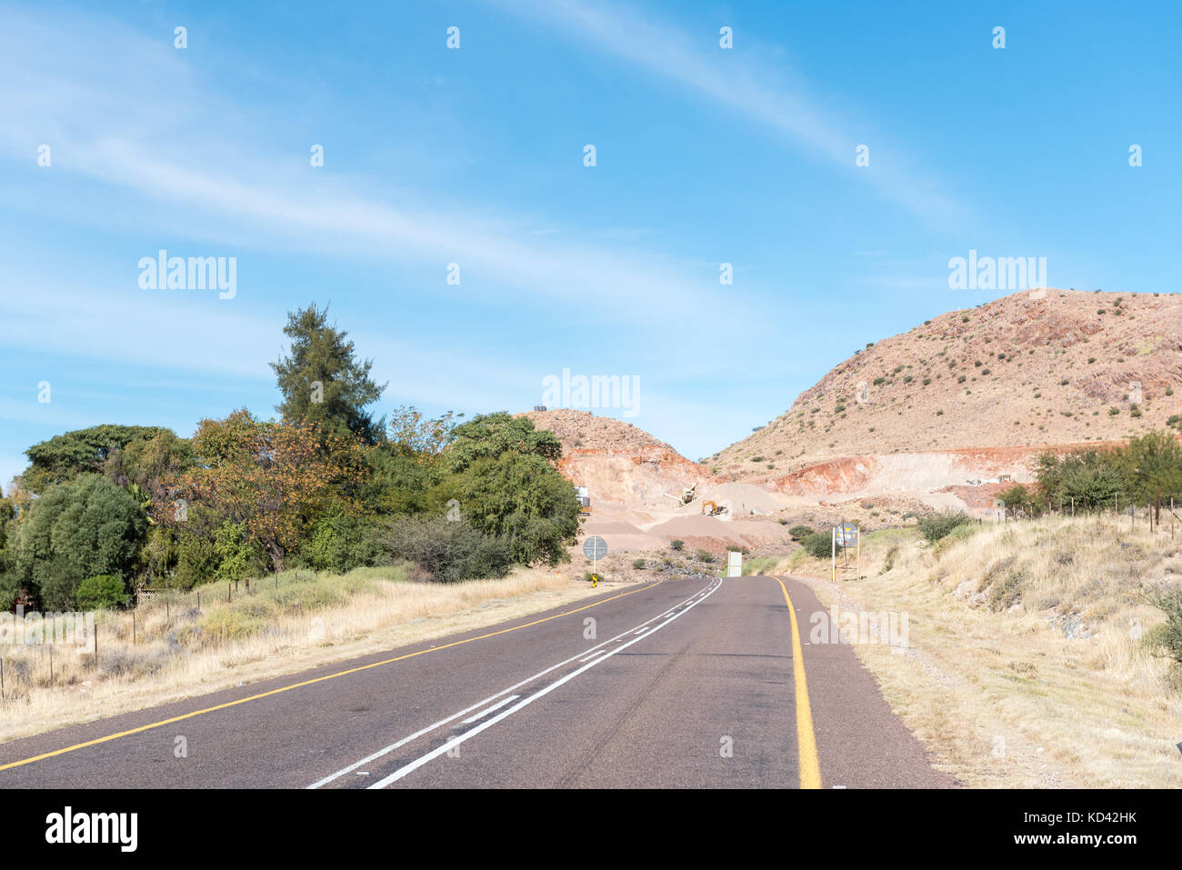 Ein Stein Brecheranlage auf der N10 Straße zwischen groblershoop und upington in der Northern Cape Provinz Stockfoto