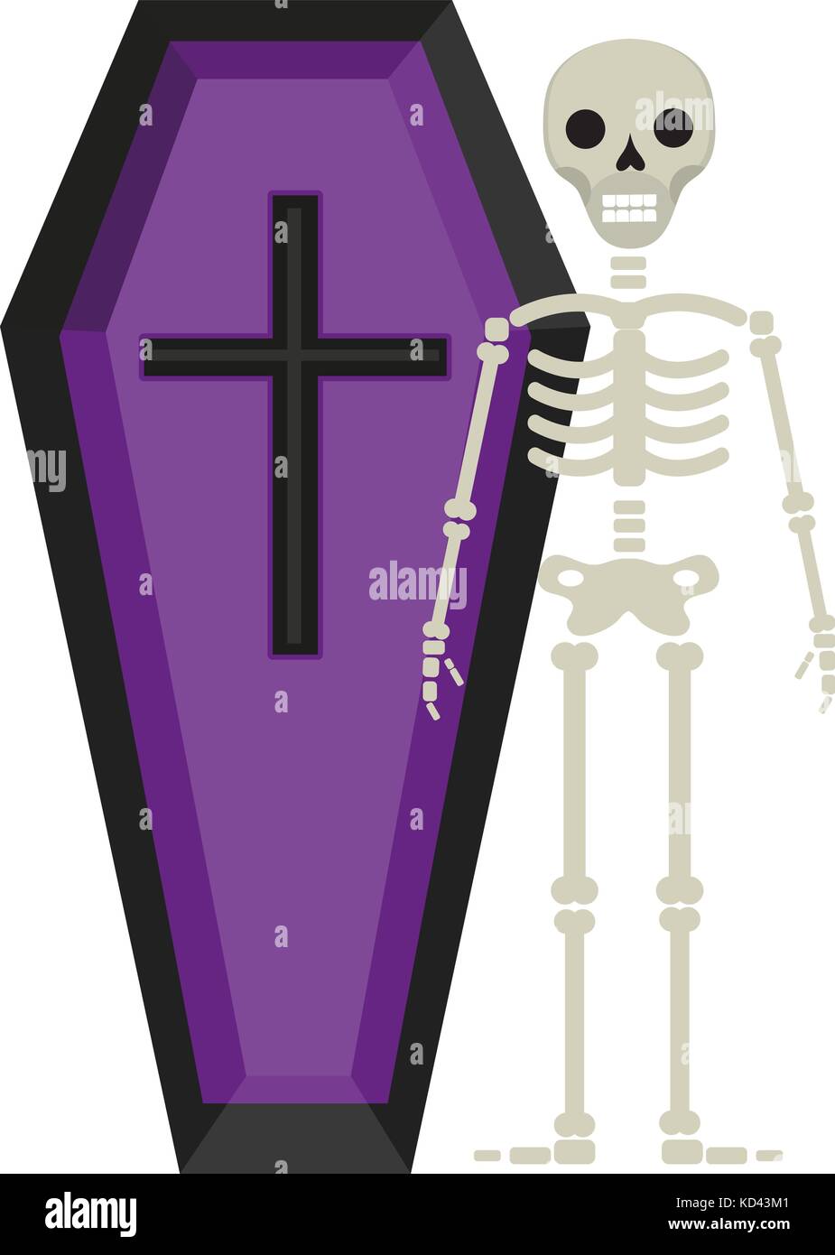 Sarg, Skelett Symbol ist ein flacher Stil. auf weißem Hintergrund. Vector Illustration. Stock Vektor