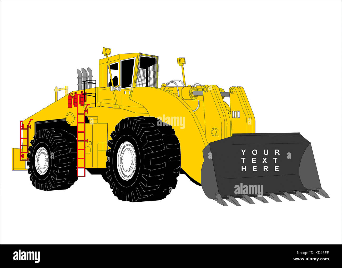 Gezeichnet Bulldozer auf weißem Hintergrund. clip art, Cartoon Stockfoto