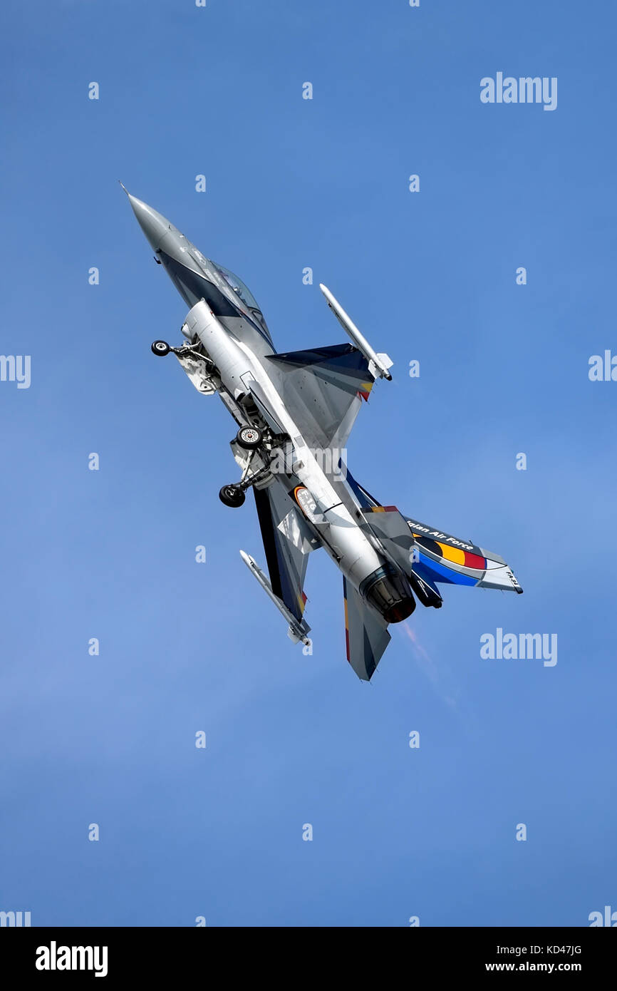 General Dynamics F-16A MLU Fighting Falcon, 350 Squadron, Belgian Air Component, Florennes, beim Royal International Air Tattoo 2014, RAF Fairford Stockfoto