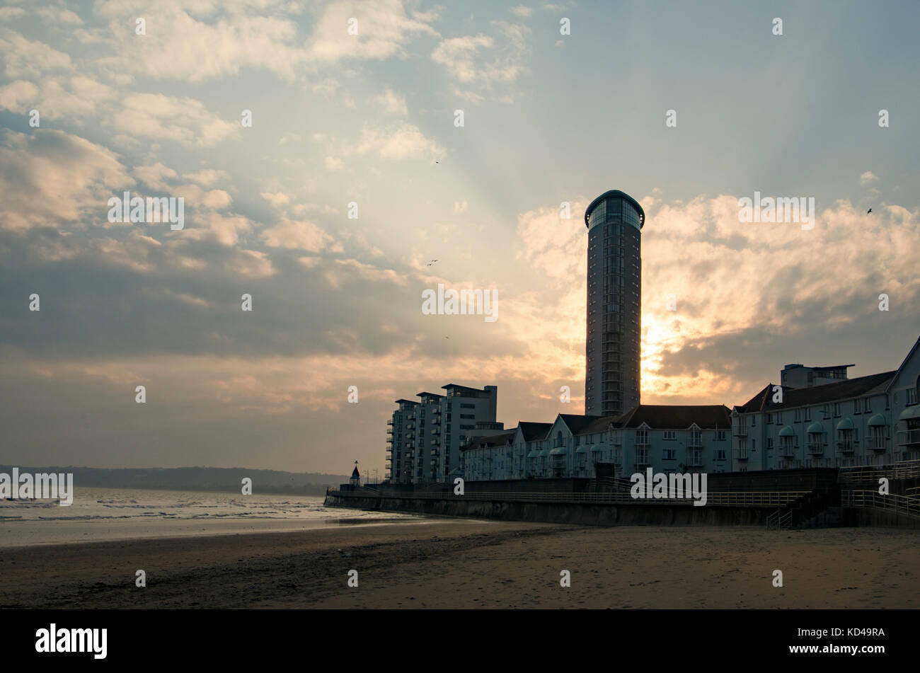 Swansea Beach nach Sturm, Wales Stockfoto