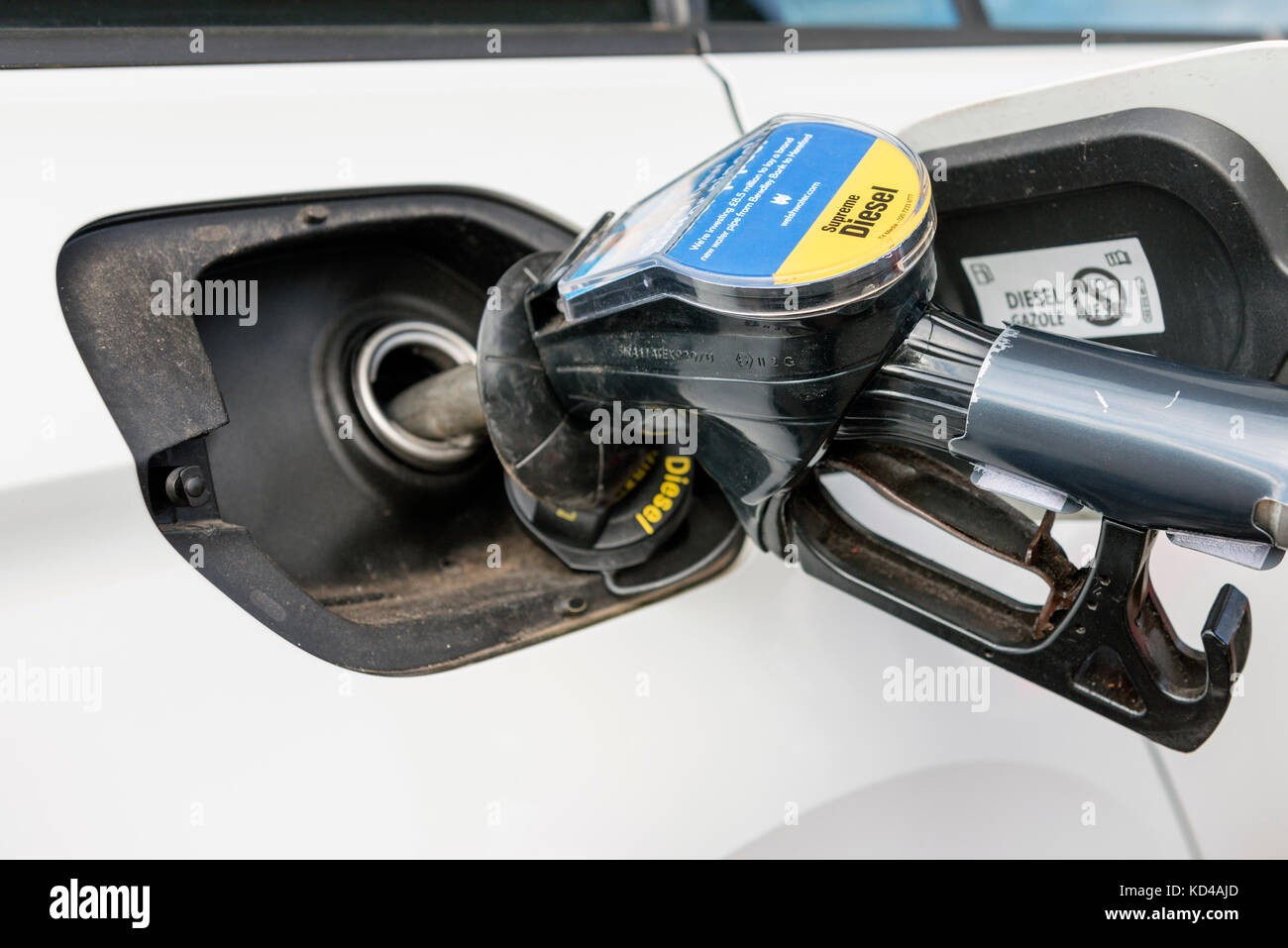 Auto Tanken Diesel Pumpe, UK. Stockfoto