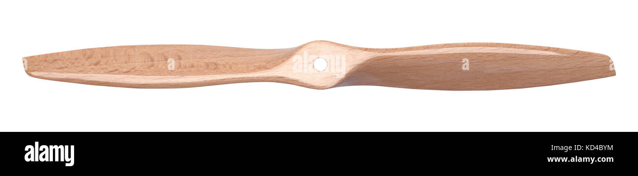 Holz Flugzeug Propeller auf einem weißen Hintergrund. Stockfoto