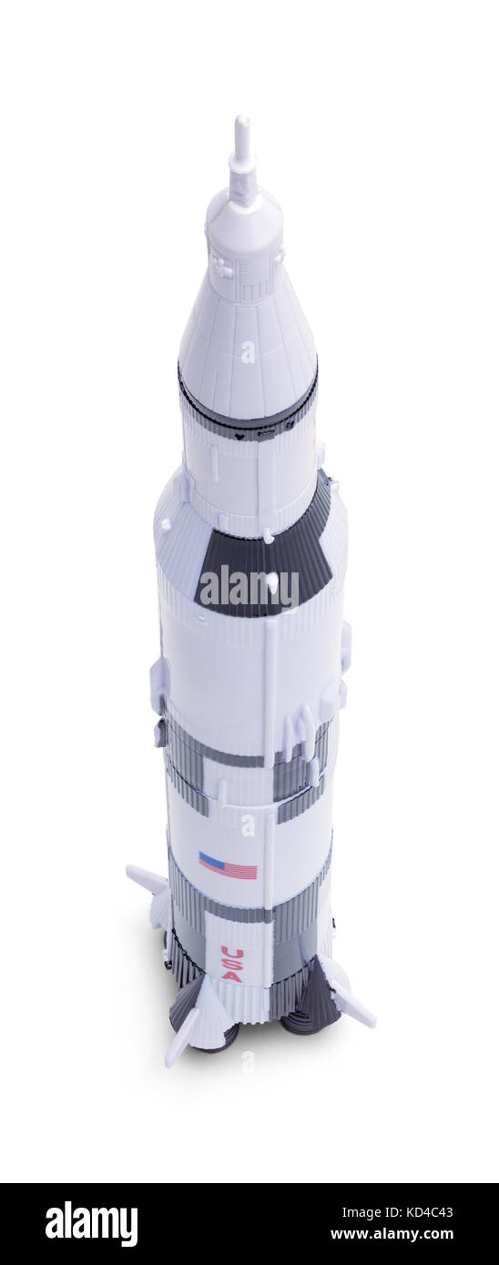 Weltraumrakete Modell auf einem weißen Hintergrund. Stockfoto