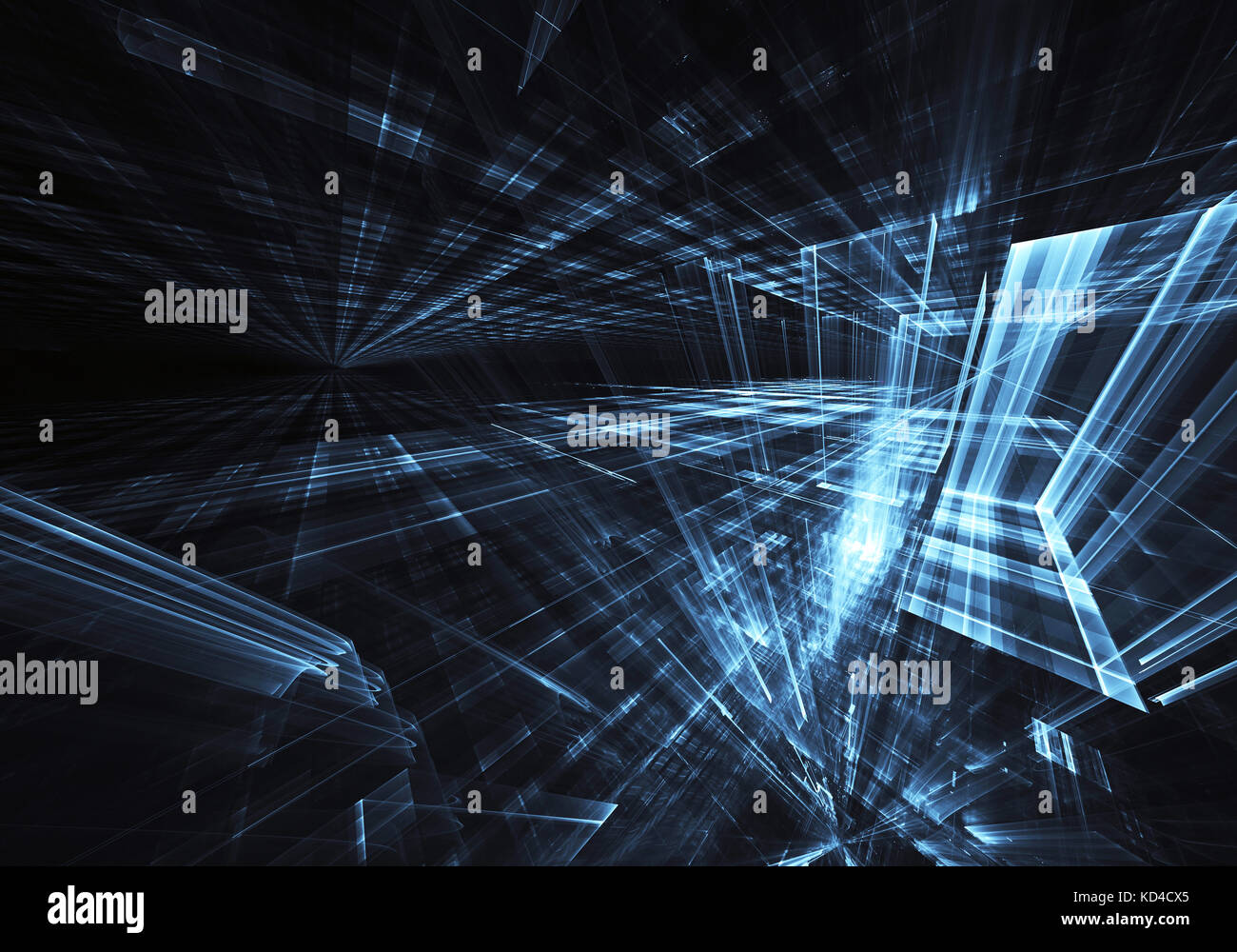 Abstrakte technologischen Hintergrund - das Bild auf dem Computer generiert. Fraktal Kunst: Raum oder Platz aus Glas mit Licht Effekte. Das Konzept der h Stockfoto