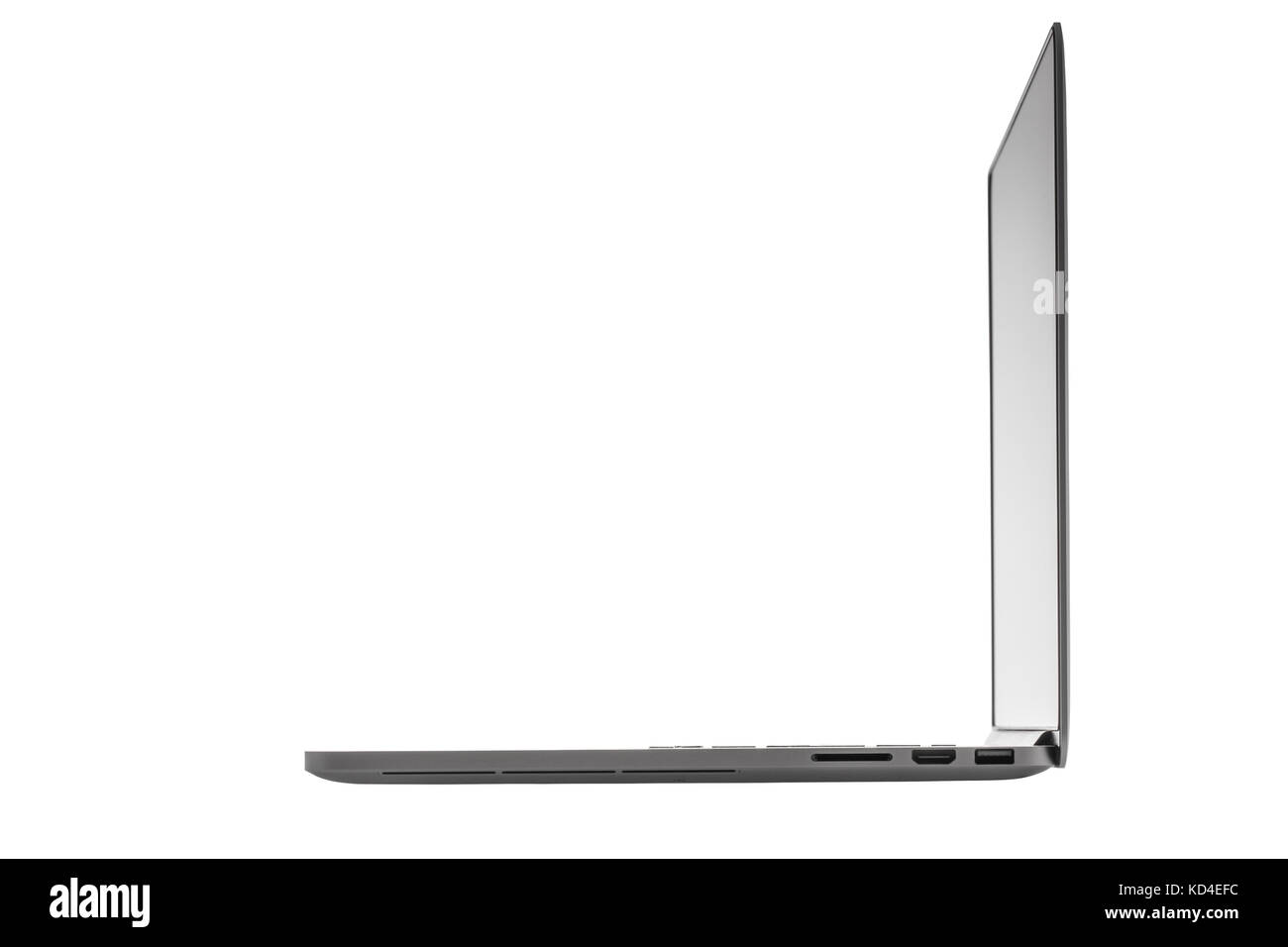 Laptop isoliert auf weißem Hintergrund mit leerer Bildschirm und Freistellungspfad Stockfoto