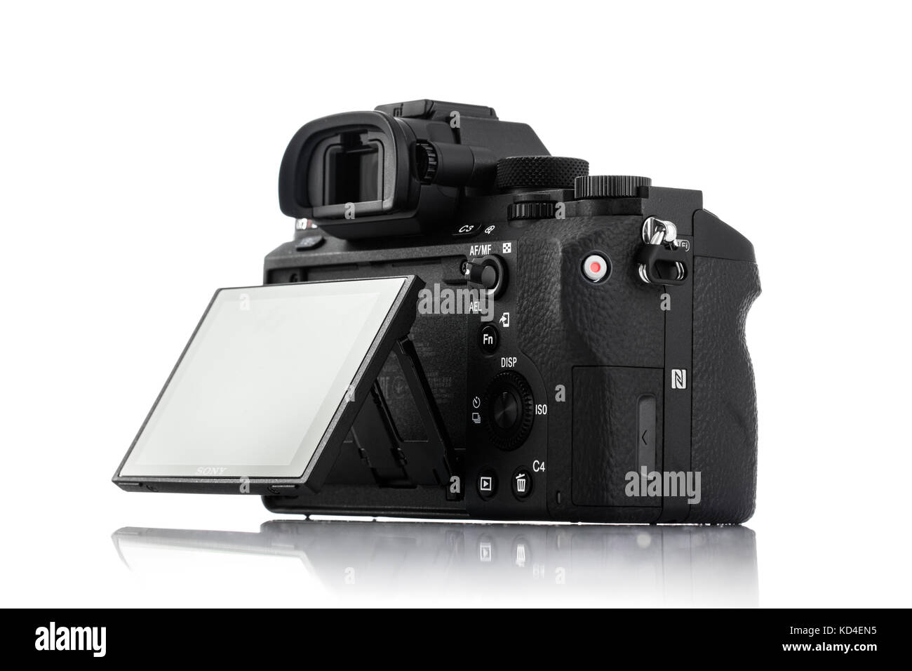 Varna, Bulgarien - Februar 02,2017: Bild von Alpha a7 R II Spiegellosen digitale Kamera mit Full-frame 42,4-Megapixel Exmor R von hinten beleuchtete Struktur Stockfoto