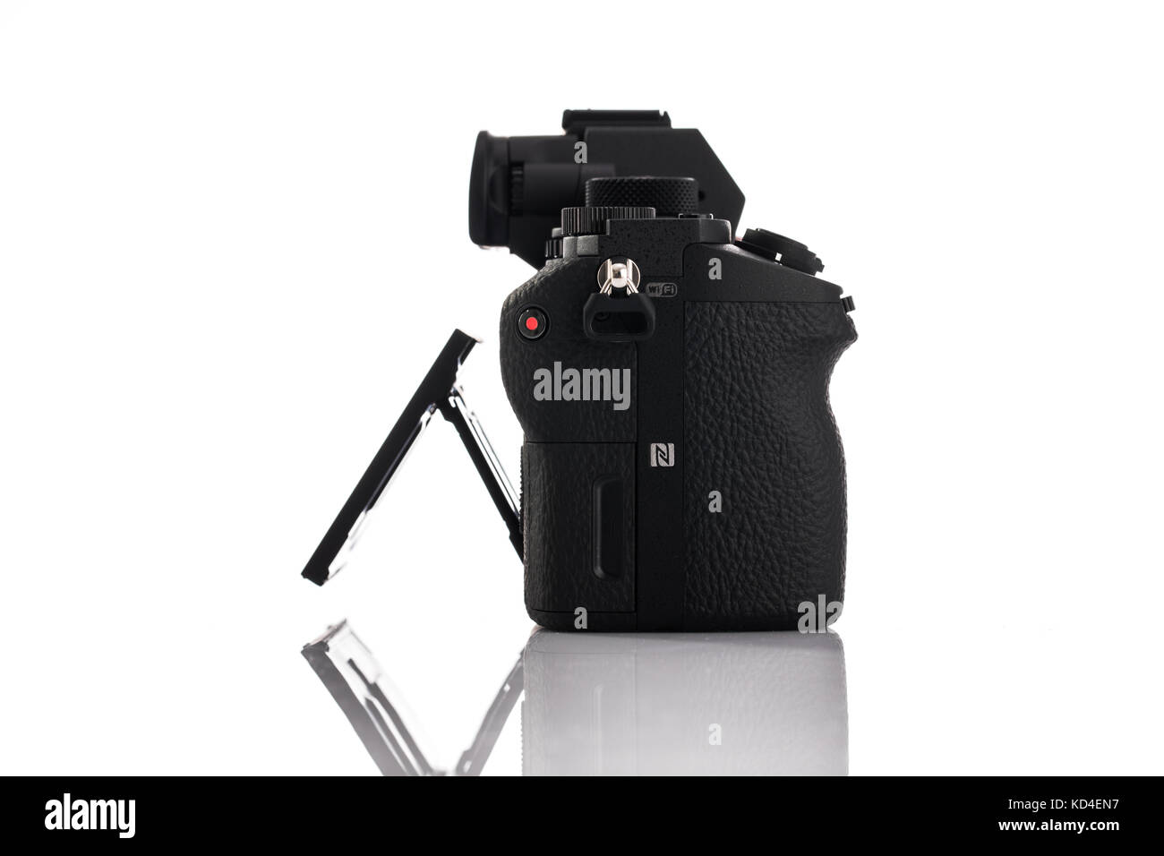 Varna, Bulgarien - Februar 02,2017: Bild von Alpha a7 R II Spiegellosen digitale Kamera mit Full-frame 42,4-Megapixel Exmor R von hinten beleuchtete Struktur Stockfoto