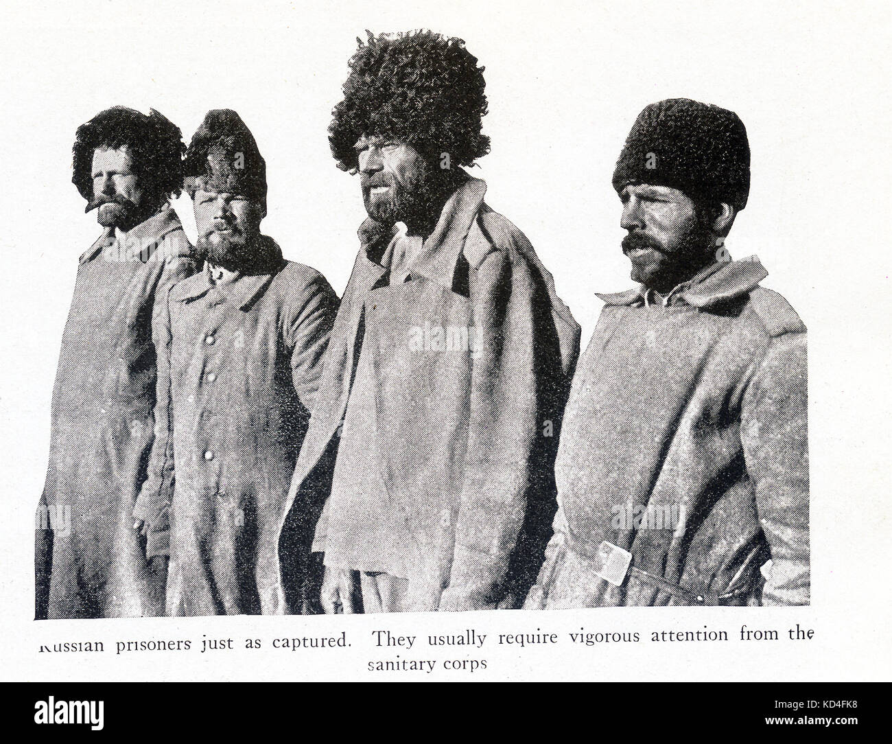 Dieses Foto stammt aus der Zeit des Ersten Weltkriegs die Bildunterschrift lautet: russische Gefangene nur so, wie sie erfasst wurde. Sie erfordern in der Regel starke Aufmerksamkeit von der sanitären Corps. Stockfoto