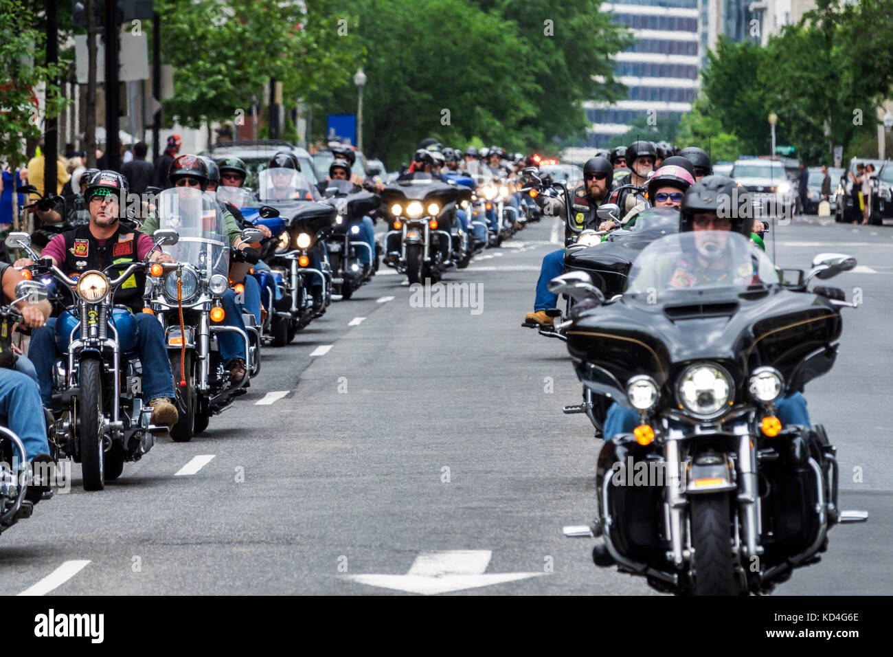 Washington DC, Innenstadt, Rolling Thunder, Motorradrally, Teilnehmer, Reiten, DC170527174 Stockfoto