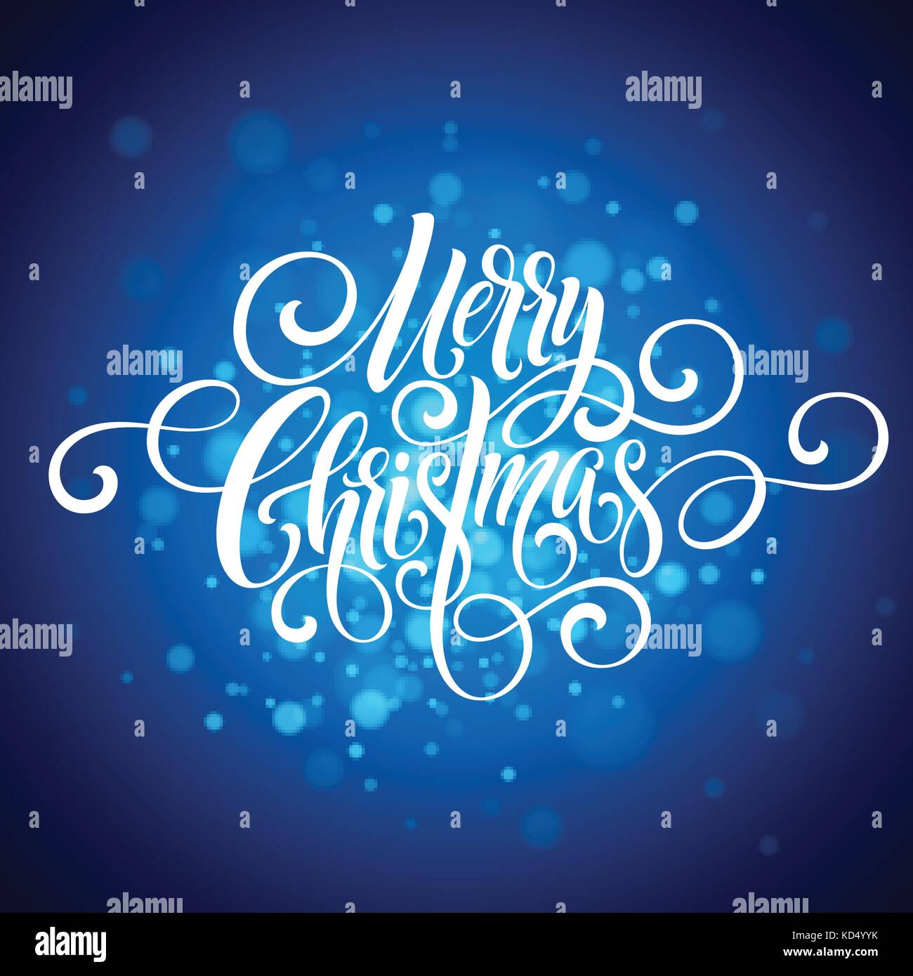 Frohe Weihnachten Handschrift Skript Schriftzug. Gruß an Weihnachten Hintergrund mit Schneeflocken. Vector Illustration Stock Vektor