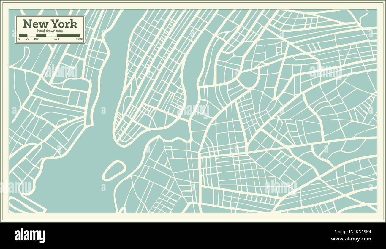 New York USA-Karte im Retro-stil. Vector Illustration. Stock Vektor
