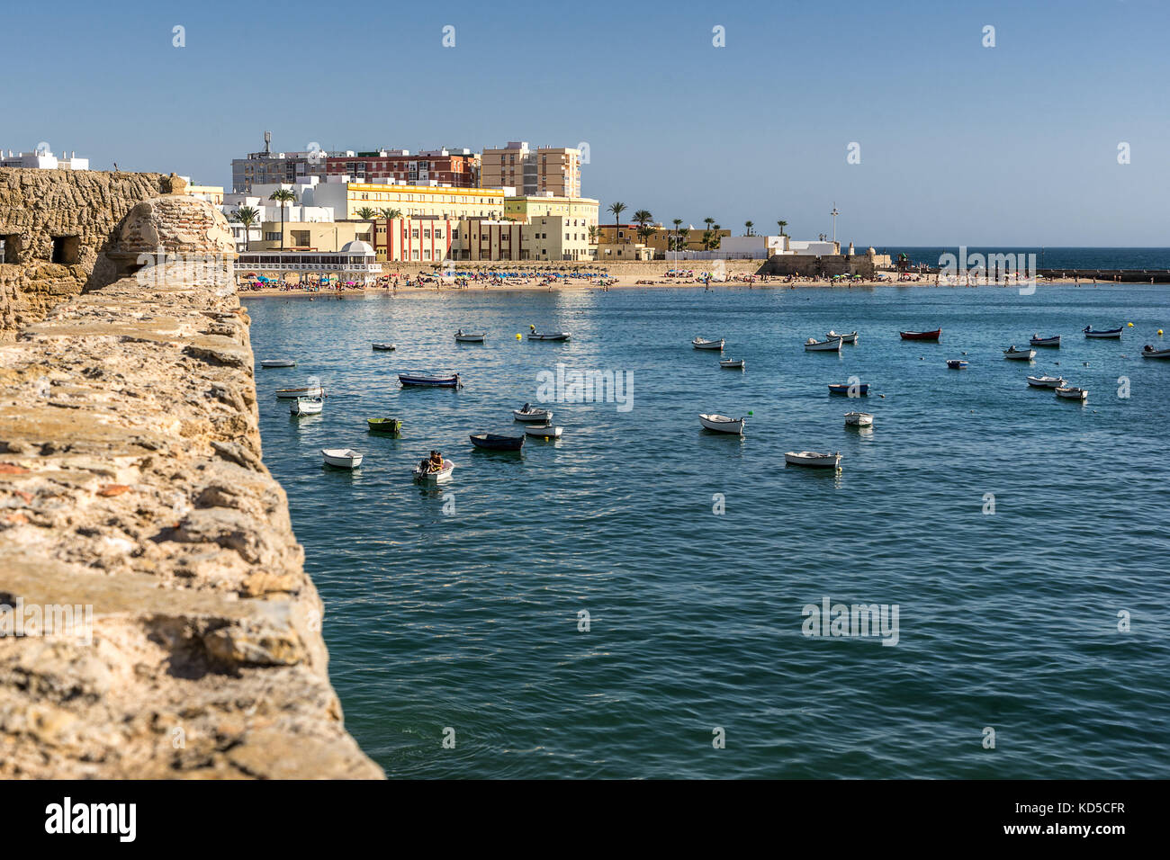 La Caleta Strand in Cadiz Stockfoto