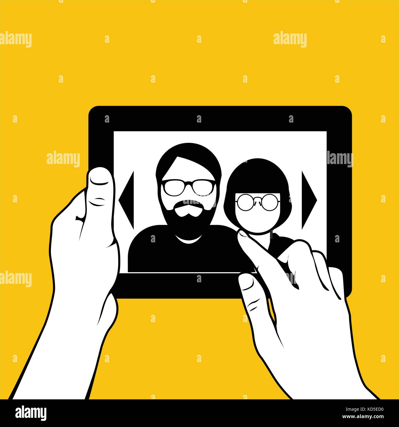 Hände mit Tablet-PC - Suchen von Fotos Stock Vektor