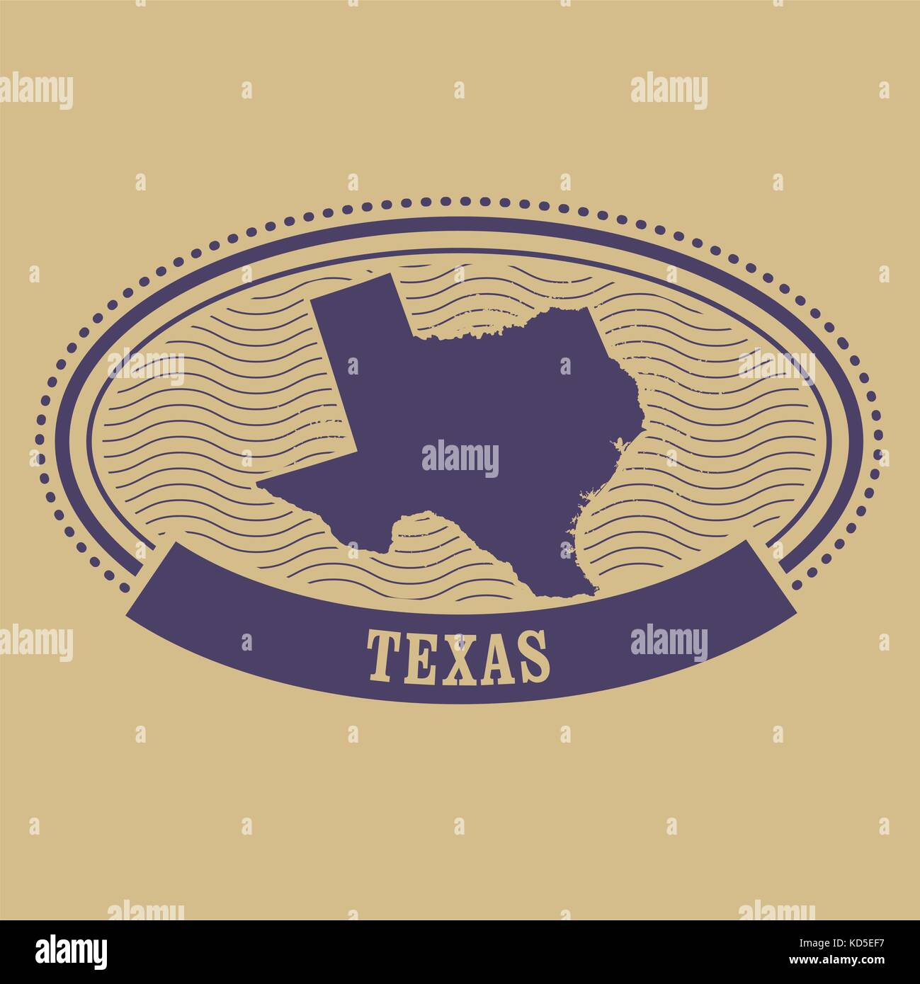 Ovaler Stempel mit Texas Karte Kontur Stock Vektor