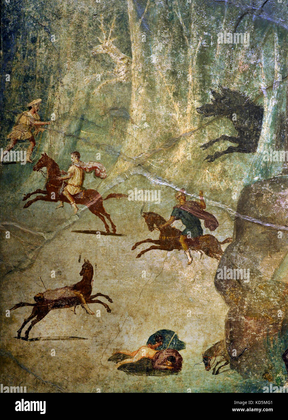 Schlachtung von Niobids. Detail. Römischen Fresko. 20 v. Chr.-37 N. Haus der Sailor, Pompeji, Italien. Nationalen Archäologischen Museum. Neapel. Italien. Stockfoto